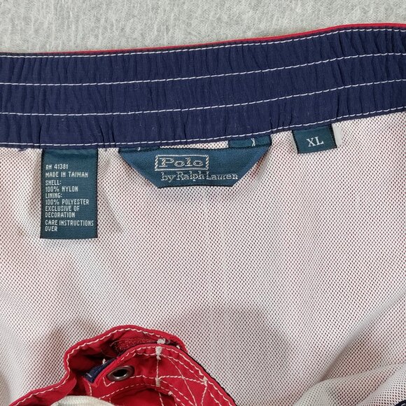 POLO Ralph Lauren Swim Trunk Mens XL Red Nylon Cargo Linen 9in Inseam Shorts - Picture 4 of 9